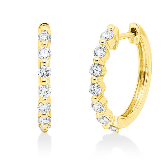 Creolen 18 kt GG, 14 Brill. 0,60 ct, TW-si