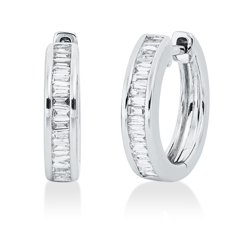 Creolen 18 kt WG, 33 Trap. 0,31 ct, TW-si