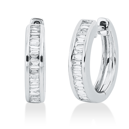 Creolen 18 kt WG, 33 Trap. 0,31 ct, TW-si