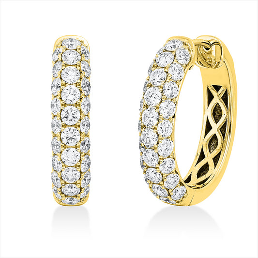 Creolen 18 kt GG, 20 Brill. 0,80 ct, TW-si, 36 Brill. 1,26 ct, TW-si