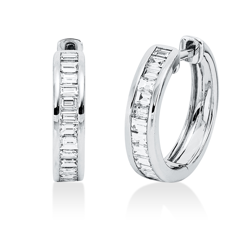 Creolen 18 kt WG, 26 Bag. 0,58 ct, TW-si