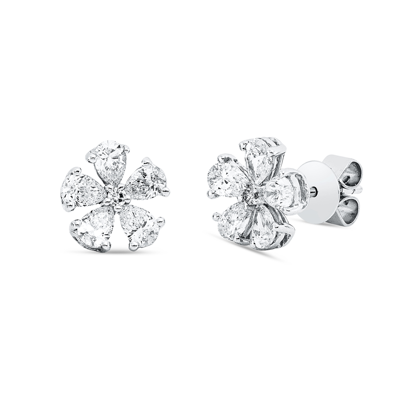 Ohrstecker 18 kt WG, 10 Tropfen 1,37 ct, TW-si, 2 Brill. 0,04 ct, TW-si