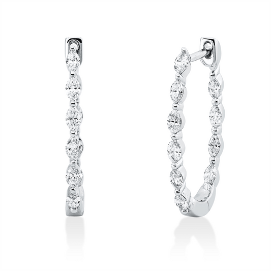 Creolen 18 kt WG, 20 Nav. 0,42 ct, TW-si