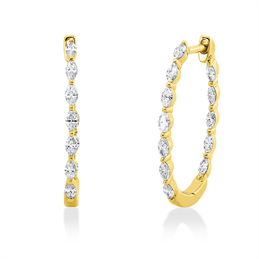 Creolen 18 kt GG, 24 Nav. 0,60 ct, TW-si
