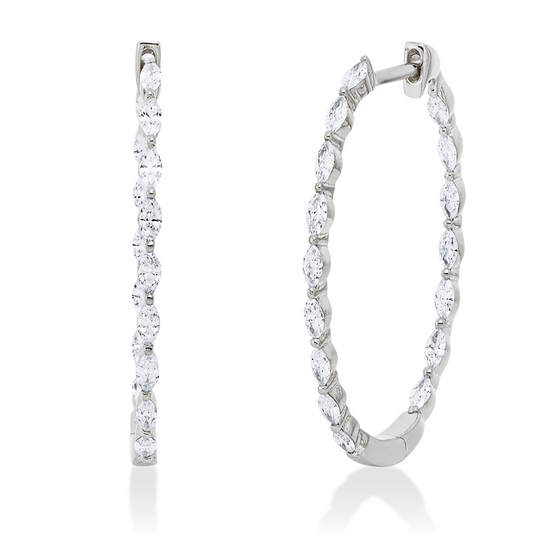 Creolen 18 kt WG, 32 Nav. 0,96 ct, TW-si