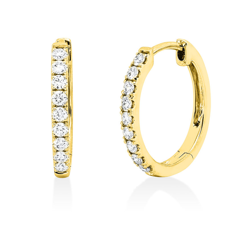 Creolen 18 kt GG, 18 Brill. 0,37 ct, TW-si