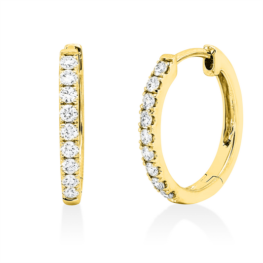 Creolen 18 kt GG, 18 Brill. 0,37 ct, TW-si