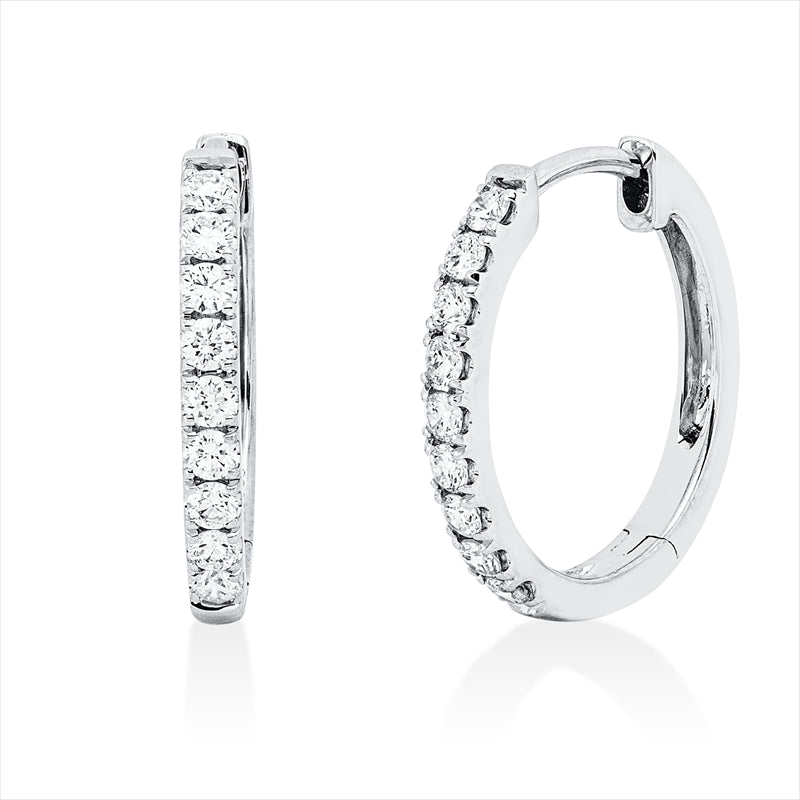 Creolen 18 kt WG, 18 Brill. 0,34 ct, TW-si