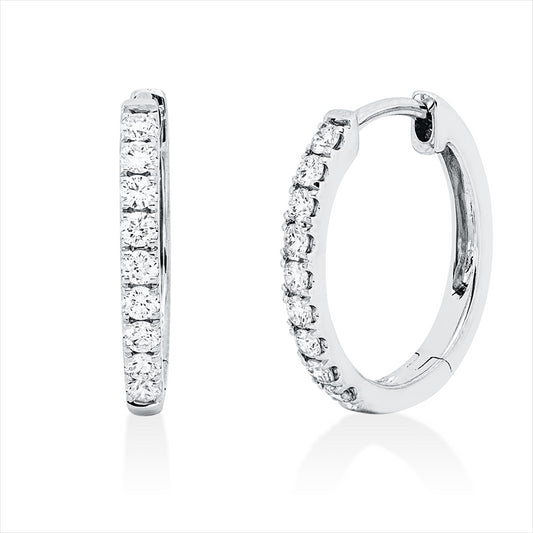 Creolen 18 kt WG, 18 Brill. 0,34 ct, TW-si