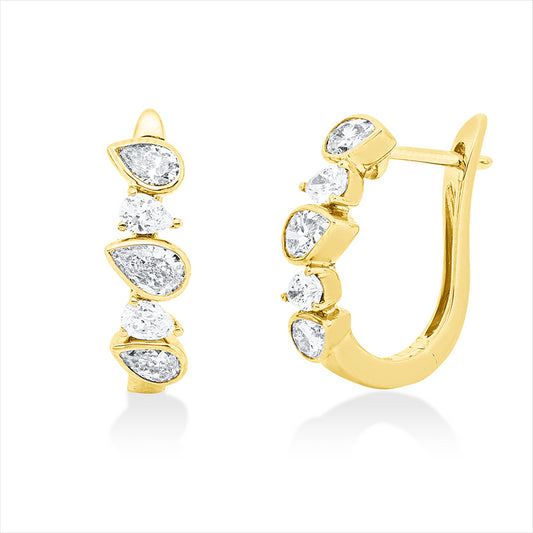 Creolen 18 kt GG, 10 Tropfen 1,28 ct, TW-si