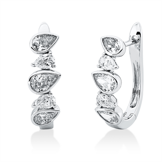 Creolen 18 kt WG, 10 Tropfen 1,22 ct, TW-si