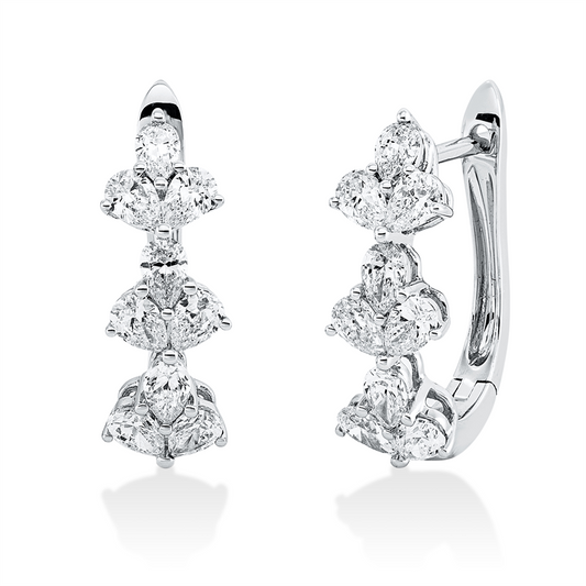 Creolen 18 kt WG, 18 Tropfen 1,44 ct, TW-si
