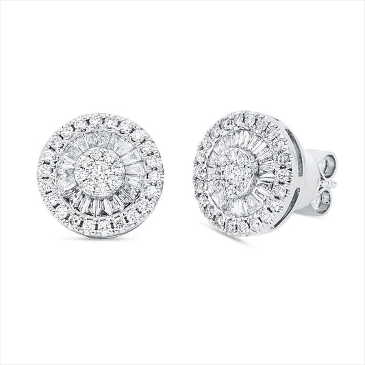 Ohrstecker 18 kt WG, 37 Trap. 0,30 ct, TW-si, 62 Brill. 0,38 ct, TW-si