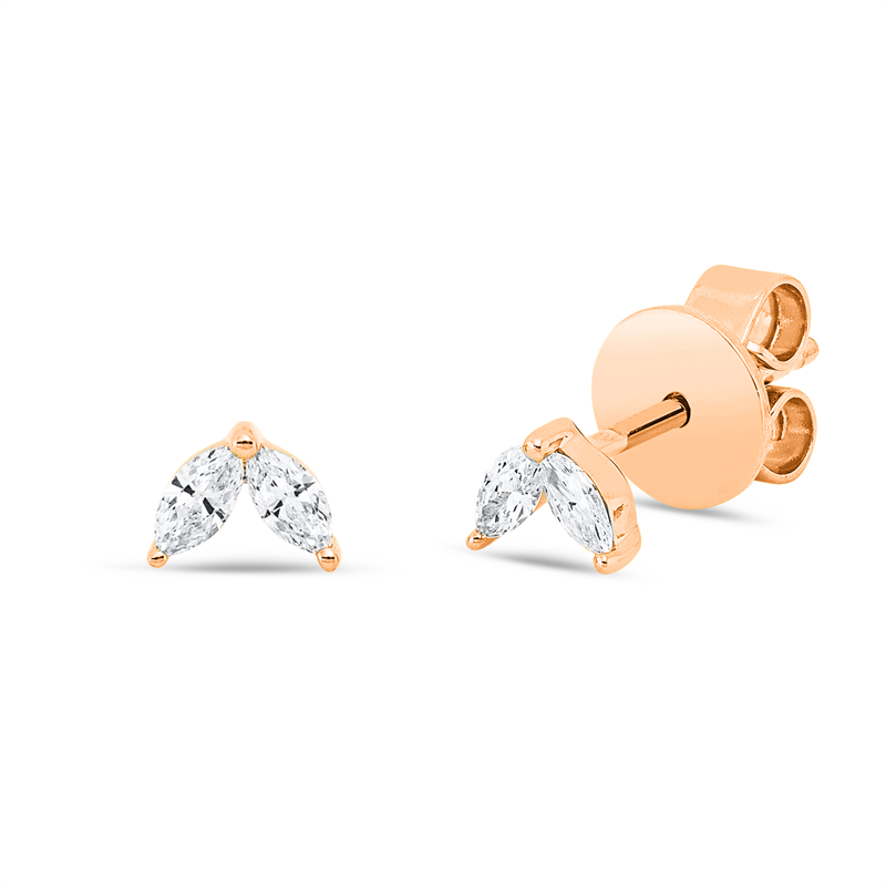 Ohrschmuck 18 kt RG, 4 Nav. 0,13 ct, TW-si
