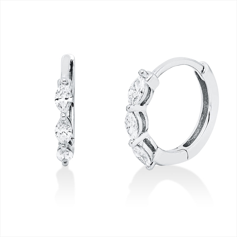 Creolen 18 kt WG, 6 Nav. 0,22 ct, TW-si