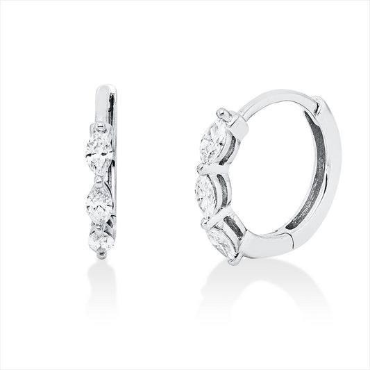 Creolen 18 kt WG, 6 Nav. 0,22 ct, TW-si