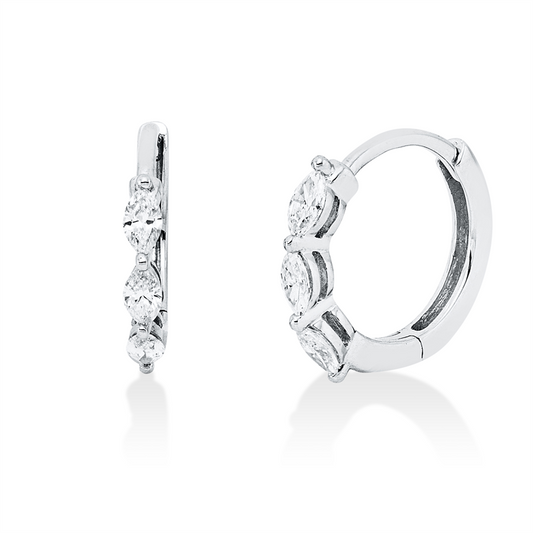 Creolen 18 kt WG, 6 Nav. 0,22 ct, TW-si
