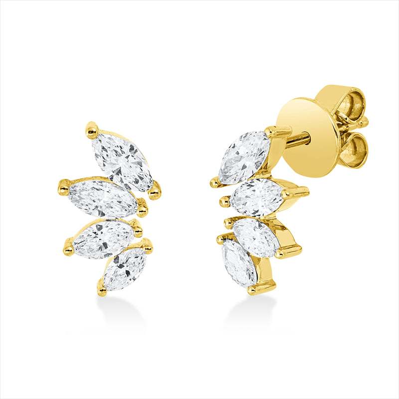 Ohrstecker 18 kt GG, 6 Nav. 0,67 ct, TW-si, 2 Nav. 0,13 ct, TW-si