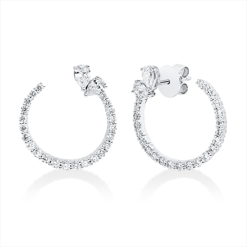 Ohrschmuck 18 kt WG, 4 Tropfen 0,59 ct, TW-si, 46 Brill. 0,85 ct, TW-si