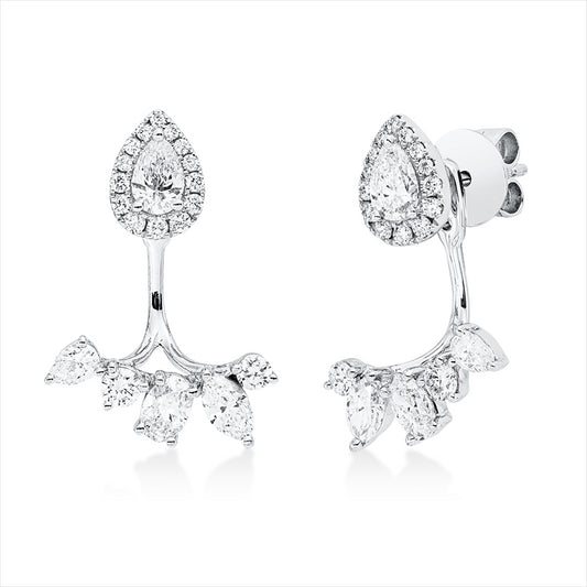 Ohrstecker 18 kt WG, 2 Oval 0,37 ct, TW-vsi, 2 Nav. 0,32 ct, 4 Tropfen 0,65 ct, 32 Brill. 0,43 ct, TW-si