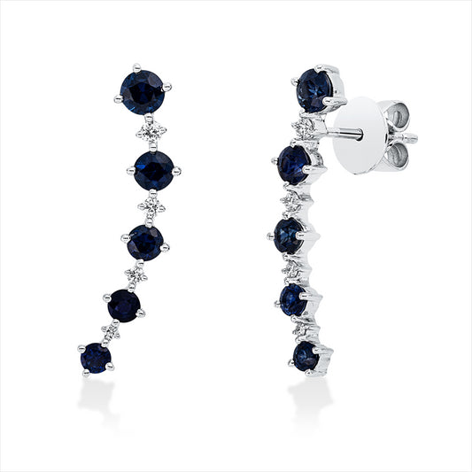 Ohrstecker 18 kt WG, 8 Brill. 0,10 ct, TW-si, 10 1,34 ct blau