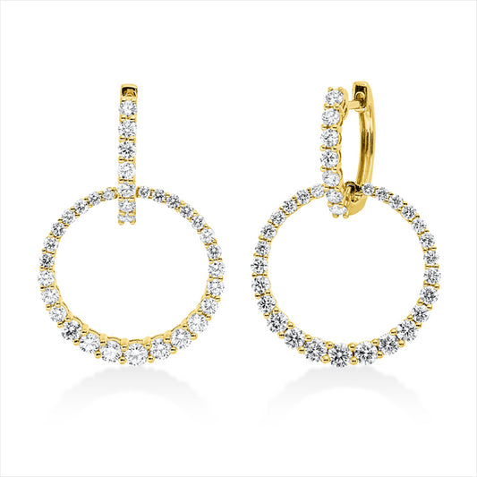 Creolen 18 kt GG, 68 Brill. 2,03 ct, TW-si