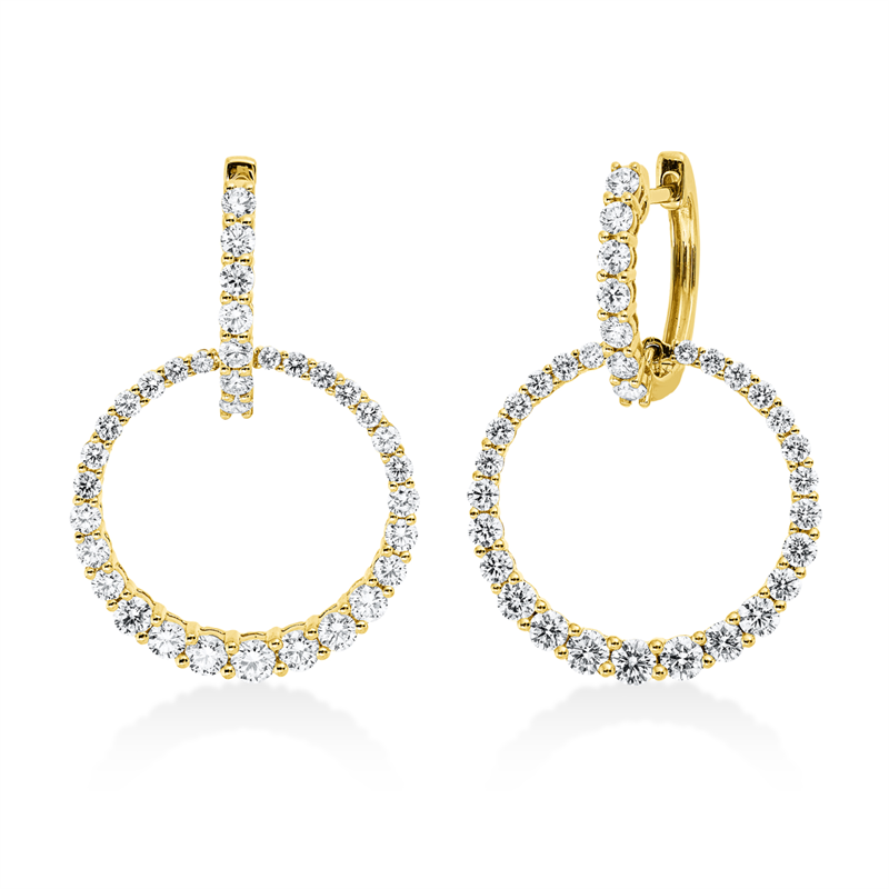Creolen 18 kt GG, 68 Brill. 2,03 ct, TW-si