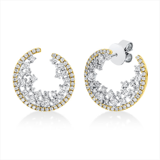 Ohrstecker 18 kt WG+GG, 122 Brill. 1,37 ct, TW-si