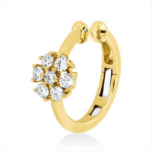 Creolen 18 kt GG+WG, Ohrmanschette, 7 Brill. 0,17 ct, TW-pi