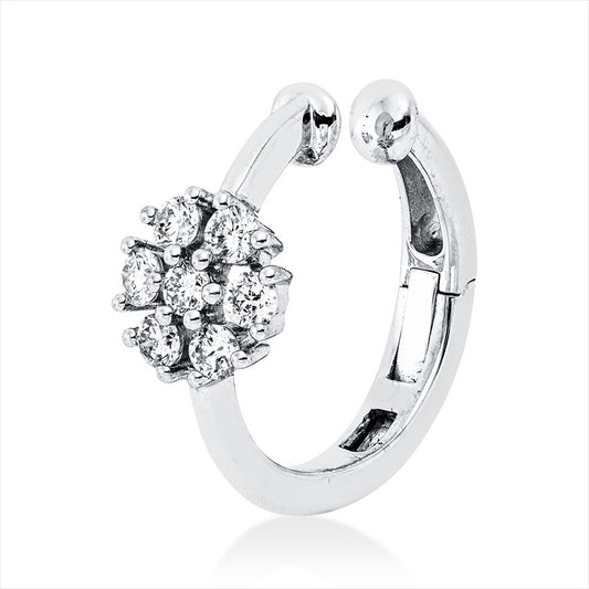 Creolen 18 kt WG, Ohrmanschette, 7 Brill. 0,18 ct, TW-pi