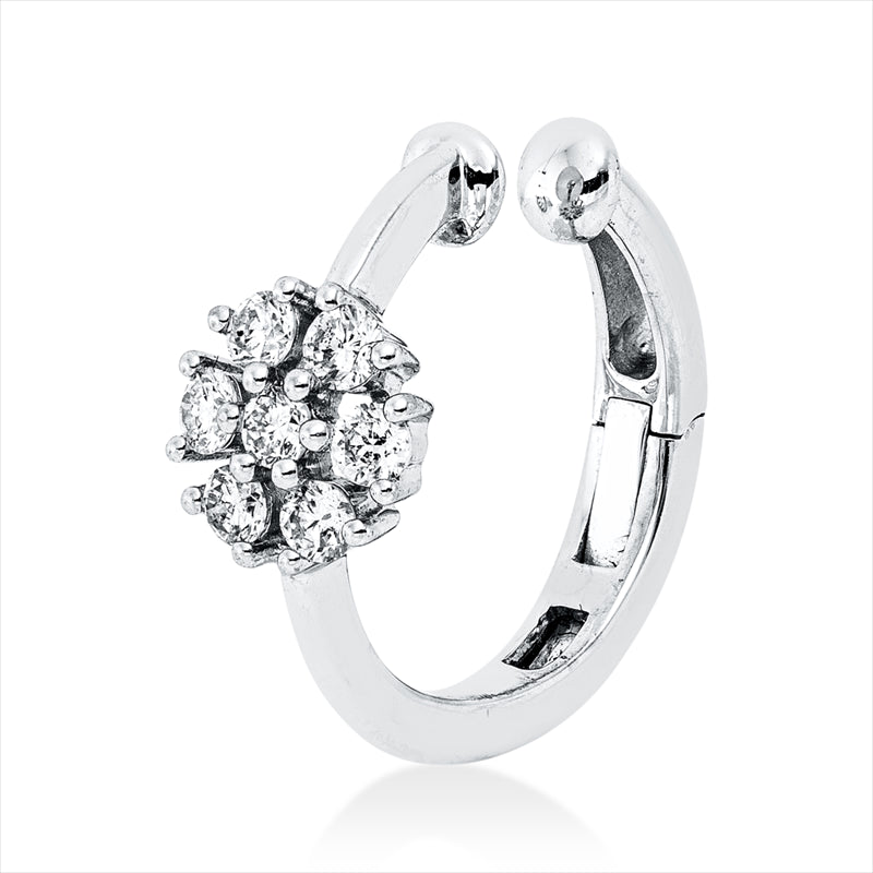 Creolen 18 kt WG, Ohrmanschette, 7 Brill. 0,18 ct, TW-pi