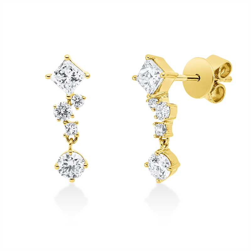 Ohrstecker 18 kt GG, 2 Princ. 0,04 ct, 2 Princ. 0,42 ct, TW-si, 2 Brill. 0,27 ct, 4 Brill. 0,12 ct, TW-pi