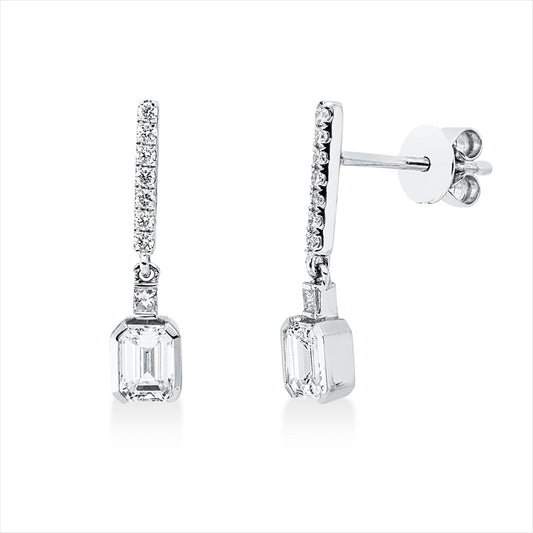 Ohrstecker 18 kt WG, 2 Princ. 0,03 ct, TW-si, 2 Sm.schliff 0,53 ct, TW-vsi, 14 Brill. 0,08 ct, TW-si