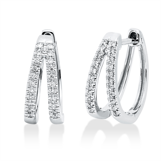 Creolen 18 kt WG, 44 Brill. 0,12 ct, TW-si