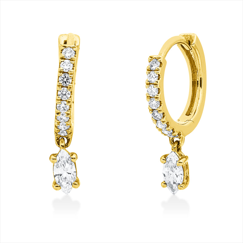 Creolen 18 kt GG, 2 Nav. 0,24 ct, TW-vsi, 16 Brill. 0,17 ct, TW-si