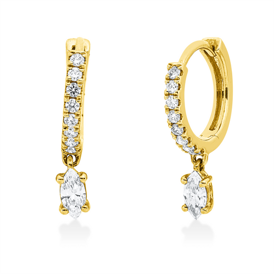 Creolen 18 kt GG, 2 Nav. 0,24 ct, TW-vsi, 16 Brill. 0,17 ct, TW-si
