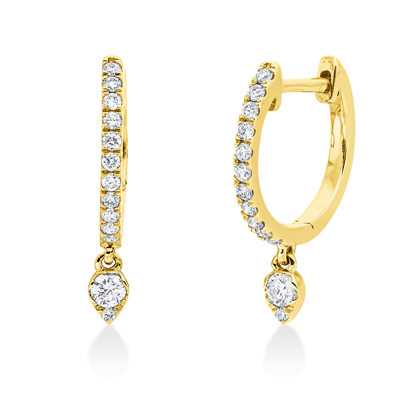 Creolen 18 kt GG, 26 Brill. 0,28 ct, TW-si