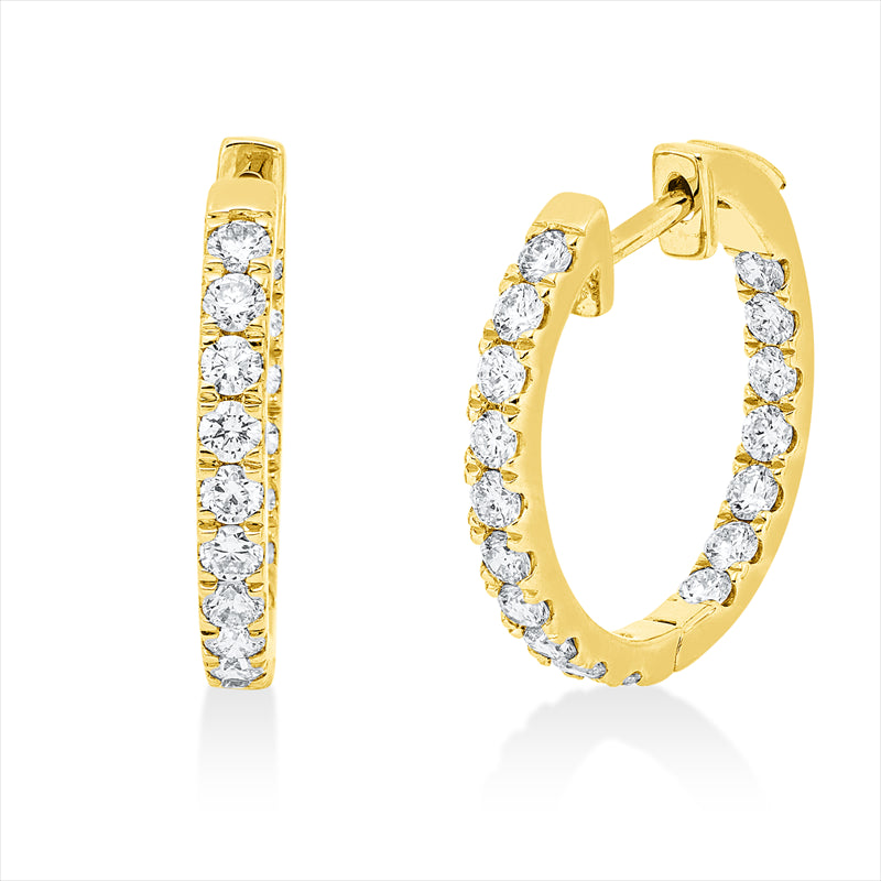 Creolen 18 kt GG, 34 Brill. 0,87 ct, TW-si