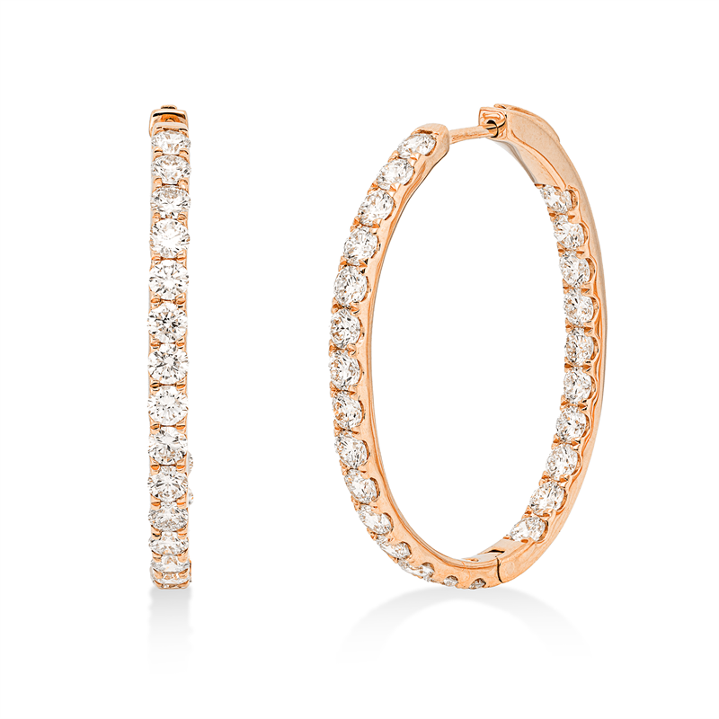 Creolen 18 kt RG, 50 Brill. 3,69 ct, TW-si