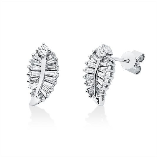 Ohrstecker 18 kt WG, 30 Trap. 0,45 ct, TW-vsi, 2 Brill. 0,09 ct, TW-si