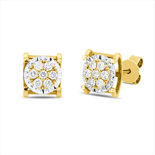 Ohrstecker 14 kt GG, Fassung rhodiniert, 14 Brill. 0,25 ct, TW-si