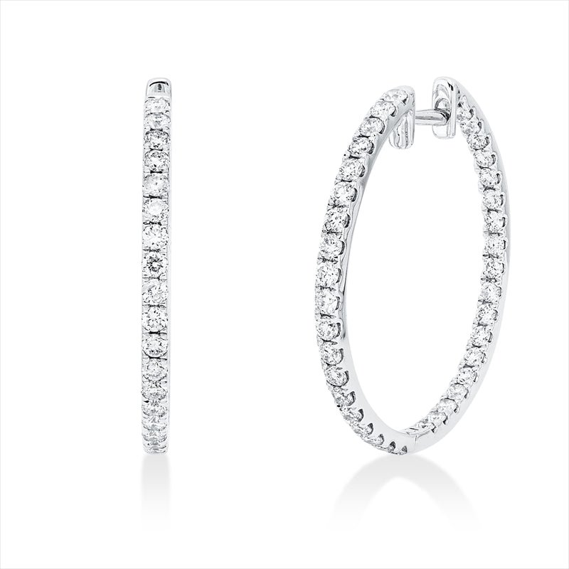 Creolen 18 kt WG, 76 Brill. 1,08 ct, TW-si/pi