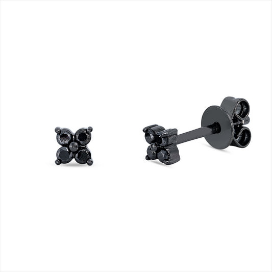 Ohrstecker 14 kt WG, Fassung schwarz rhodiniert, 8 Brill. 0,13 ct, schwarz