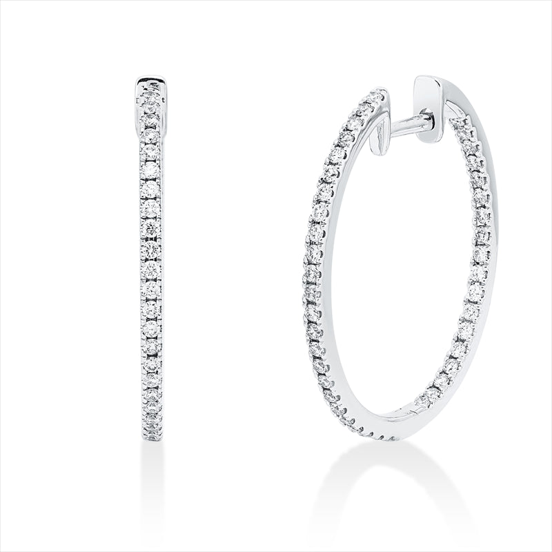 Creolen 14 kt WG, 84 Brill. 0,72 ct, TW-si/pi