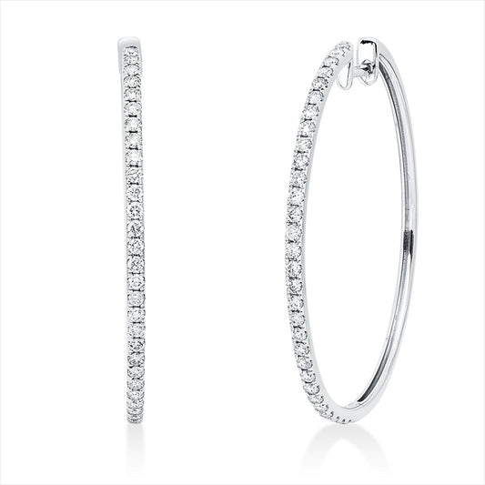 Creolen 14 kt WG, 60 Brill. 1,02 ct, TW-si