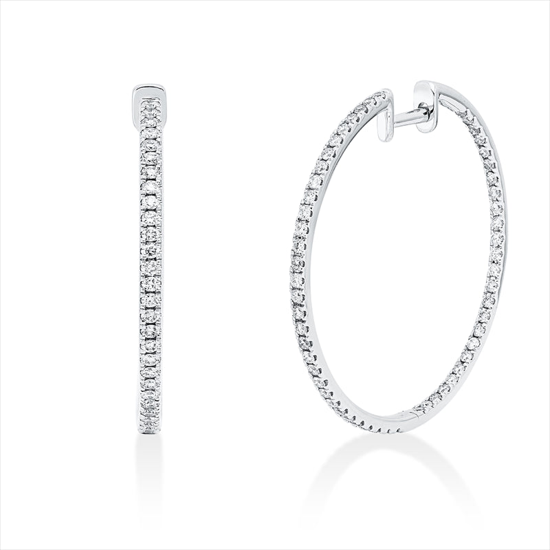 Creolen 14 kt WG, 112 Brill. 0,95 ct, TW-si/pi