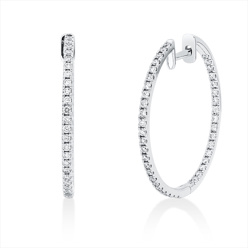 Creolen 14 kt WG, 84 Brill. 0,72 ct, TW-si