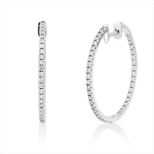 Creolen 14 kt WG, 84 Brill. 0,72 ct, TW-si