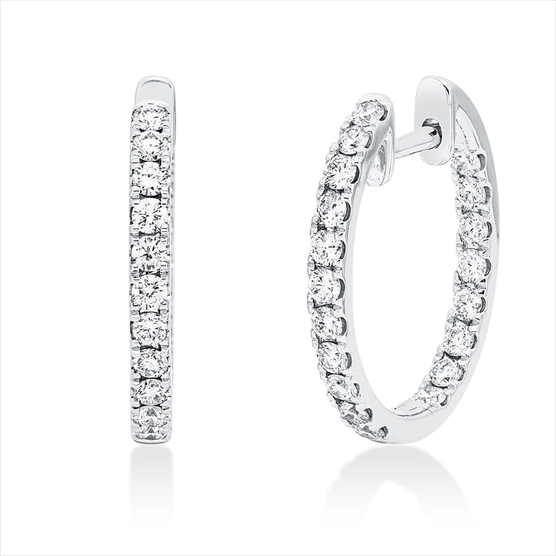 Creolen 14 kt WG, 38 Brill. 1,10 ct, TW-si