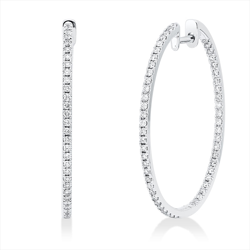 Creolen 14 kt WG, 112 Brill. 0,95 ct, TW-si